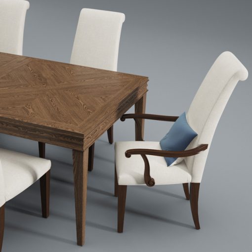 Lenore Dining Table & Chair 3D Model 3