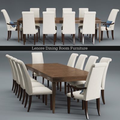 Lenore Dining Table & Chair 3D Model