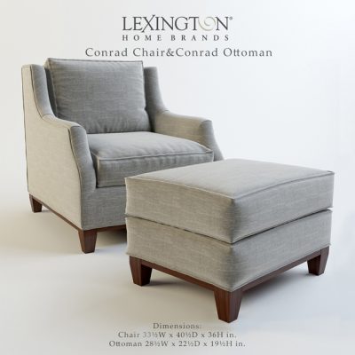 Lexington Conrad Ottoman & Chair 3D Model