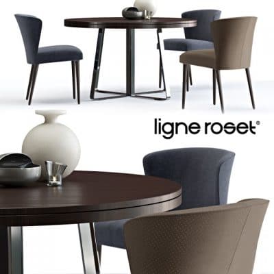 Ligne Roset Ciro Circa and AVA Chair & Table 3D Model