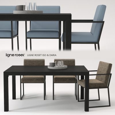 Ligne Roset Iso & Daria – Table & Chair 3D Model