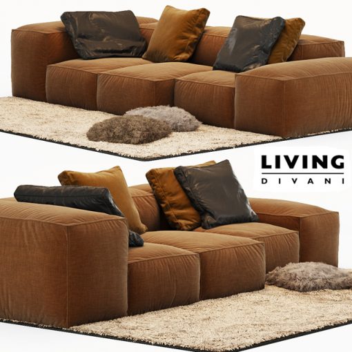 Living Divani Extrasoft Sofa Set-01 3D Model