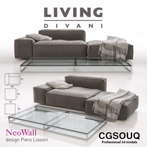 Living Divani – NeoWall Sofa Composition II 3D model 1