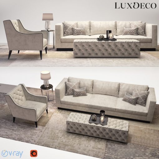 Luxdeco Living Room Sofa Set 3D Model