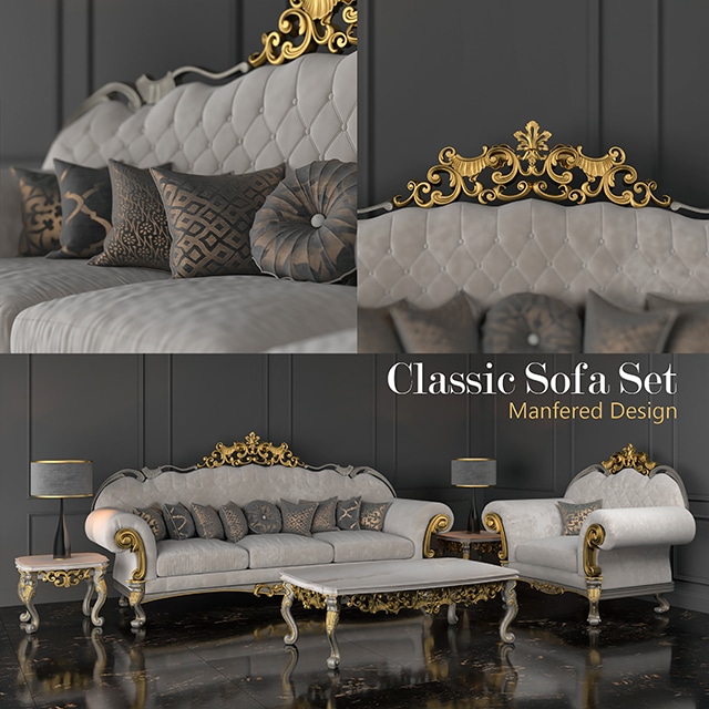 Manfered Design Classic Sofa Set 3d, Classic Sofa Design Set