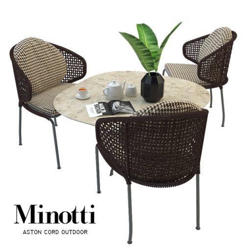 Minotti Aston Cord Outdoor Table & Chair 3D Model