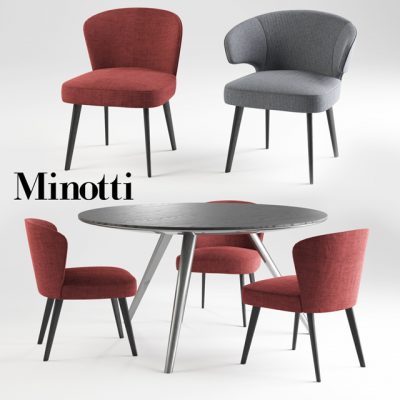 Minotti Aston & Evans Table & Chair 3D Model
