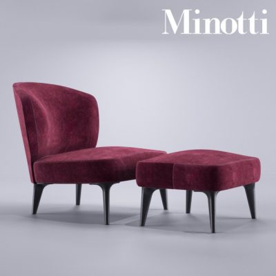 Minotti Aston Without Arms Armchair 3D Model
