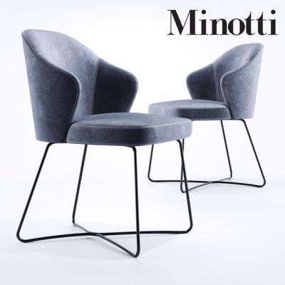 Minotti Leslie Steel Base Chair 3D Model