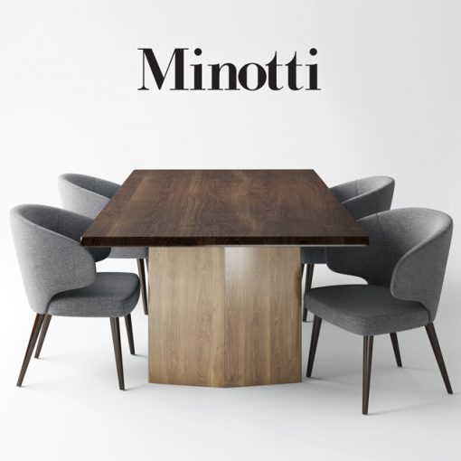 Minotti Morgan Table & Aston Chair 3D Model 2