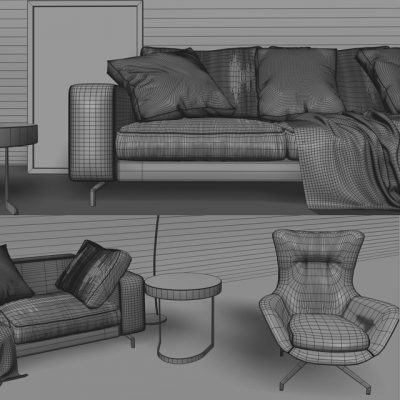 Minotti Sherman Sofa Set-01 3D Model