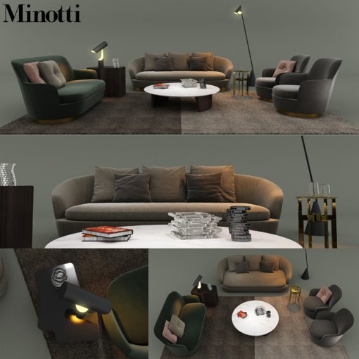Minotti Sofa Set-08 3D Model