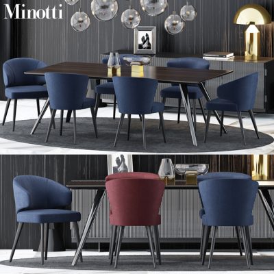 Minotti Table & Chair Set-02 3D Model