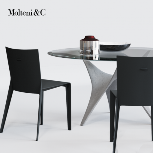 Molteni & C Alfa Chair - Arc Table - Table & Chair 3D Model