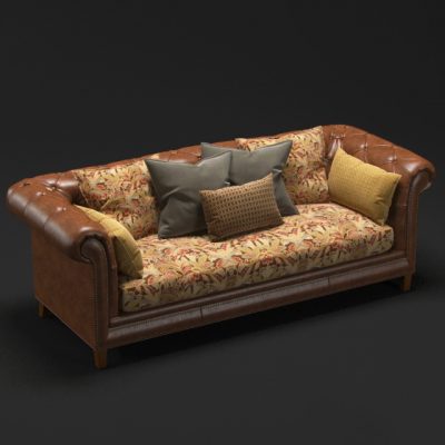 Moreno Leather Sofa 3D Model