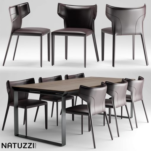 Natuzzi Table & Chair Set-02 3D Model