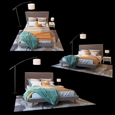 Nixon Upholstered Panel Bed 3D Model