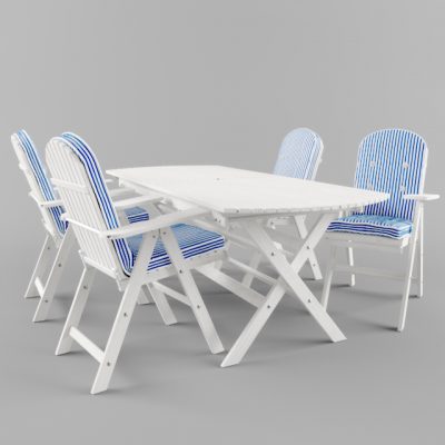 Outdoor Group Table & Chair 3D Model