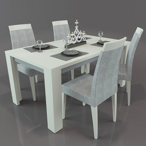 Perfecta Diamond Ivory Table & Chair 3D Model