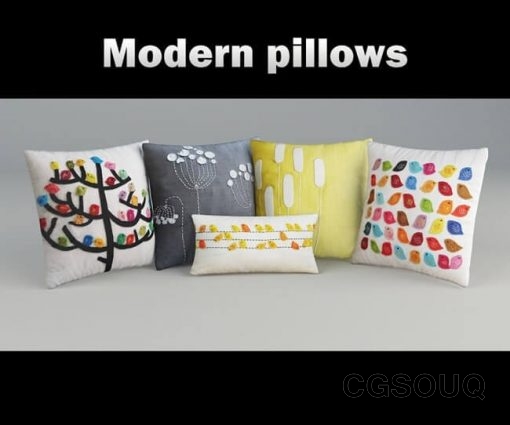 Decor Pillows Set 3D Model 3