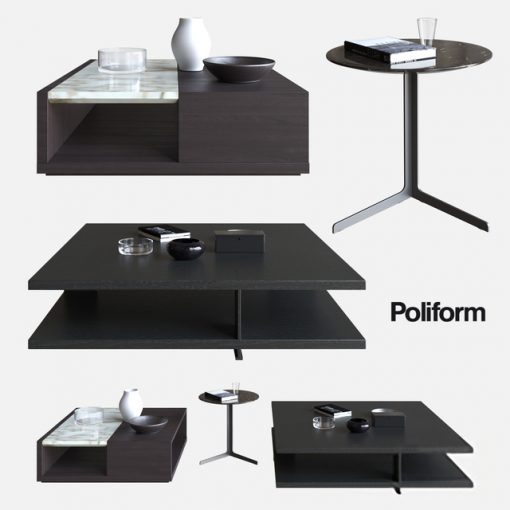 Poliform Bristol, Class & Baba Table Set 3D Model