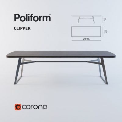 Poliform Clipper Dining Table 3D Model