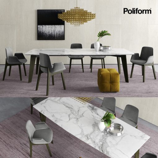 Poliform Howard & Ventura Table & Chair 3D Model