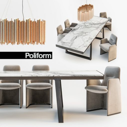 Poliform Opera Table & Guest Chair 3D Model