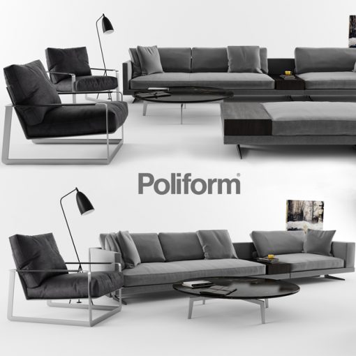 Poliform Sofa Set-05 3D Model 2