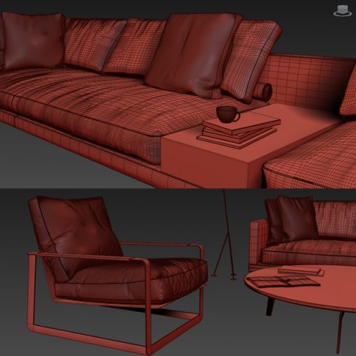 Poliform Sofa Set-05 3D Model 3