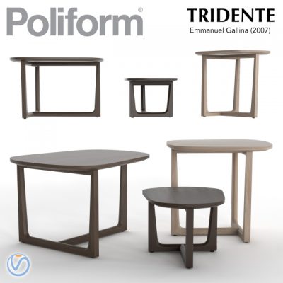 Poliform Tridente Table Set 3D Model