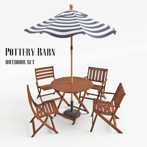 Pottery Barn Outdoor Table & Chair 3D Model