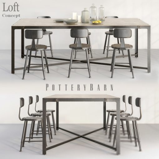 Pottery Barn Table And Loft Mini Chair - Table & Chair 3D Model