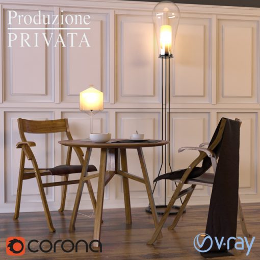 Produzione Privata Sedia 2007 & Benedetto Table & Chair 3D Model