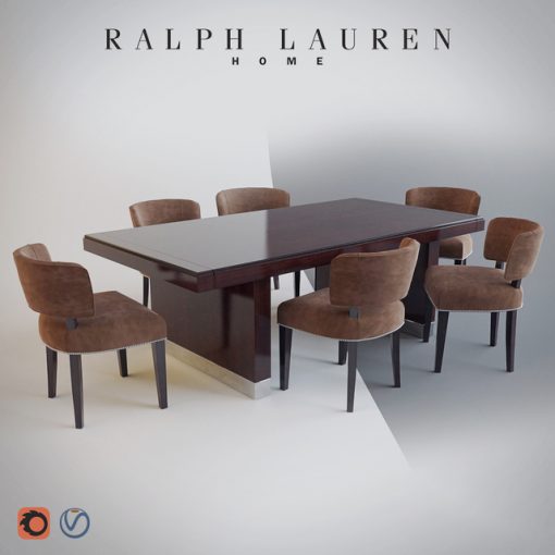 Ralph Lauren Home Cliff Dining Table & Chair 3D Model