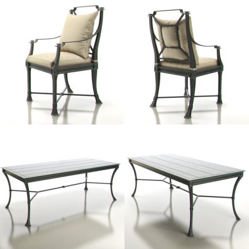 Restoration Hardware Antibes Table & Chair 3D Model 2