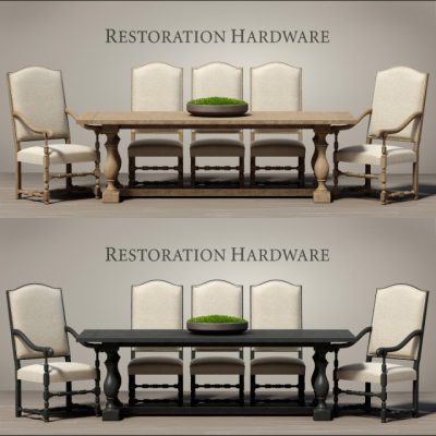 Restoration Hardware Dining Table And Chairs 3D Model