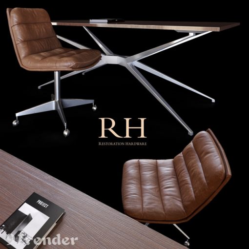 Restoration Hardware Griffith And Maslow Table & Chair 3D Model