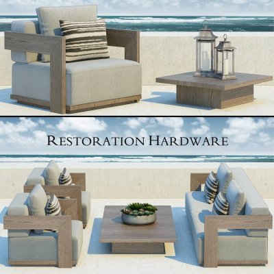Restoration Hardware Milano Teak Sofa 3D model