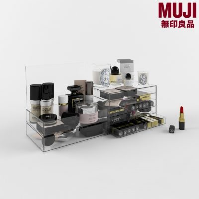 Set of cosmetics, MUJI drawers 3D Model
