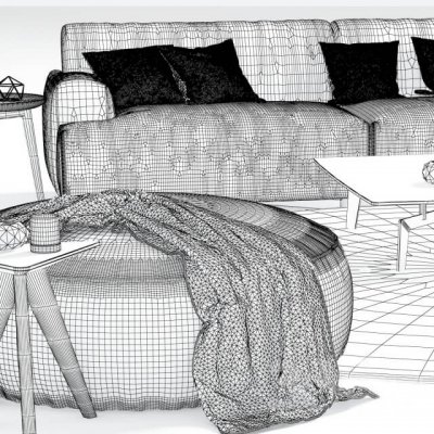 Poliform Soho corner sofa Elise Mad Tribeca Coffe Table 3D model