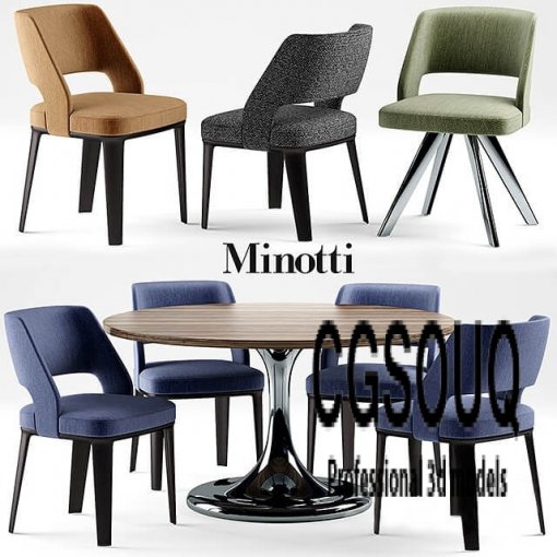 Table and chairs minotti NETO table OWENS CHAIR 01