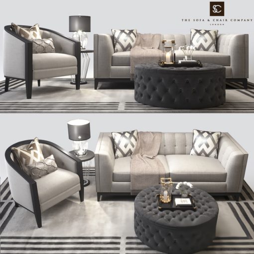 The Sofa & Chair Company Living Sofa Set 3D Model