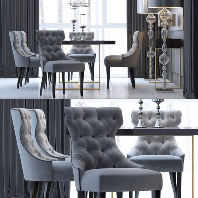 The Sofa & Chair Company Table & Chair Set-01 3D Model