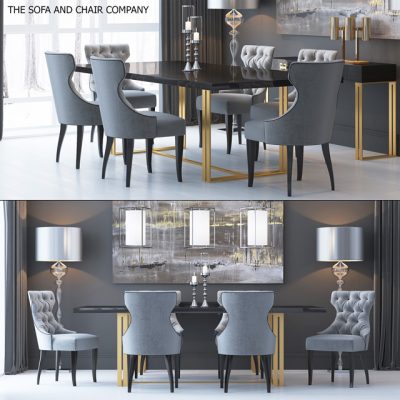 The Sofa & Chair Company Table & Chair Set-01 3D Model