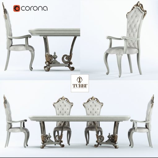 Turri Baroque Table & Chair Set 3D Model