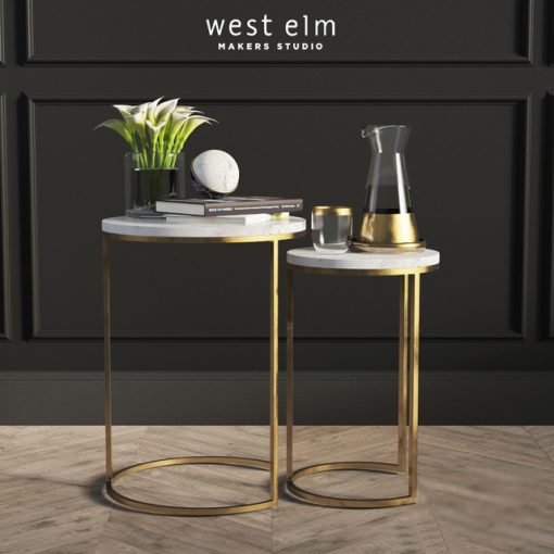 West Elm Round Nesting Side Tables 3D Model