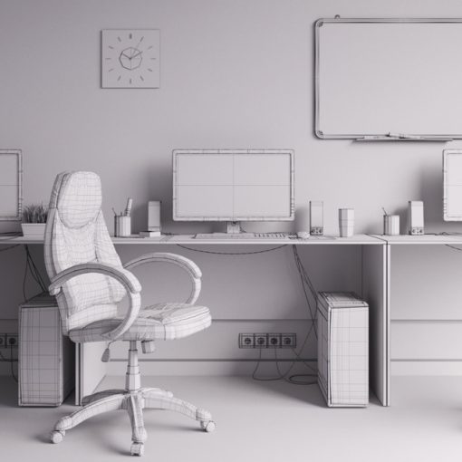 Workplace 2 - Office Funiture 3D Model 3