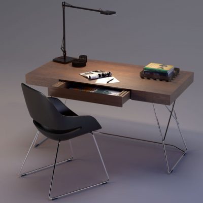 Zanotta Maestrale Desk & Eva Chair 3D Model