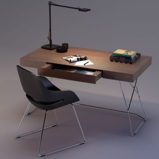 Zanotta Maestrale Desk & Eva Chair 3D Model 2
